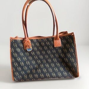 Dooney & Bourke Black and Brown Monogram Tote